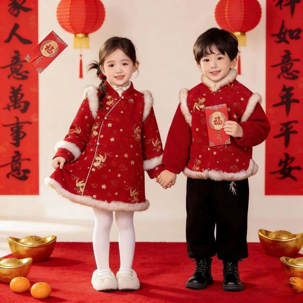 儿童拜年服男童国风唐装汉服套装