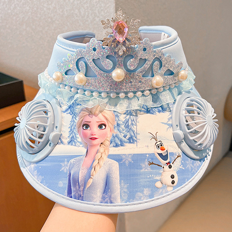 冰雪奇缘儿童双风扇空顶帽洋气