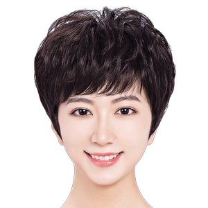 假发全头套女真人发丝假发套真发自然短发日常中老年女妈妈款卷发
