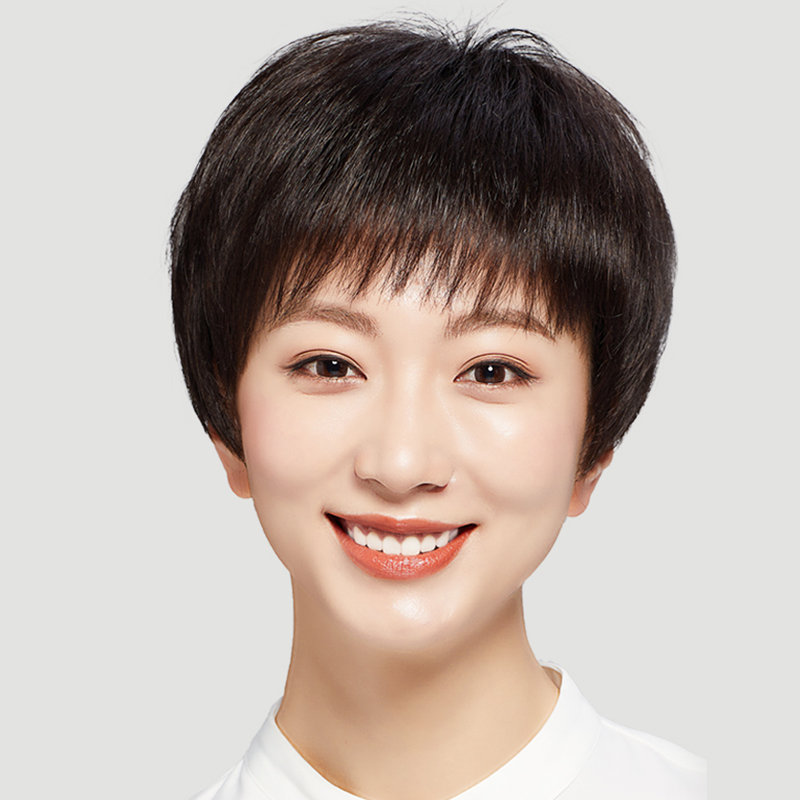 假发真发全真人发全头套妈妈款中老年女士短发假头发全真发假发套
