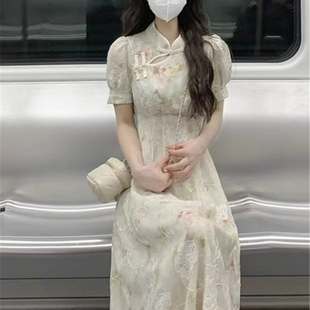 夏季新款新中式改良旗袍年轻款A字裙少女气质高端国风女装连衣裙