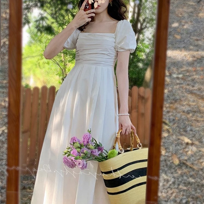 法式白色连衣裙女春夏新款学生方