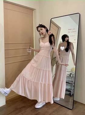 粉色甜美学生吊带连衣裙女夏季新