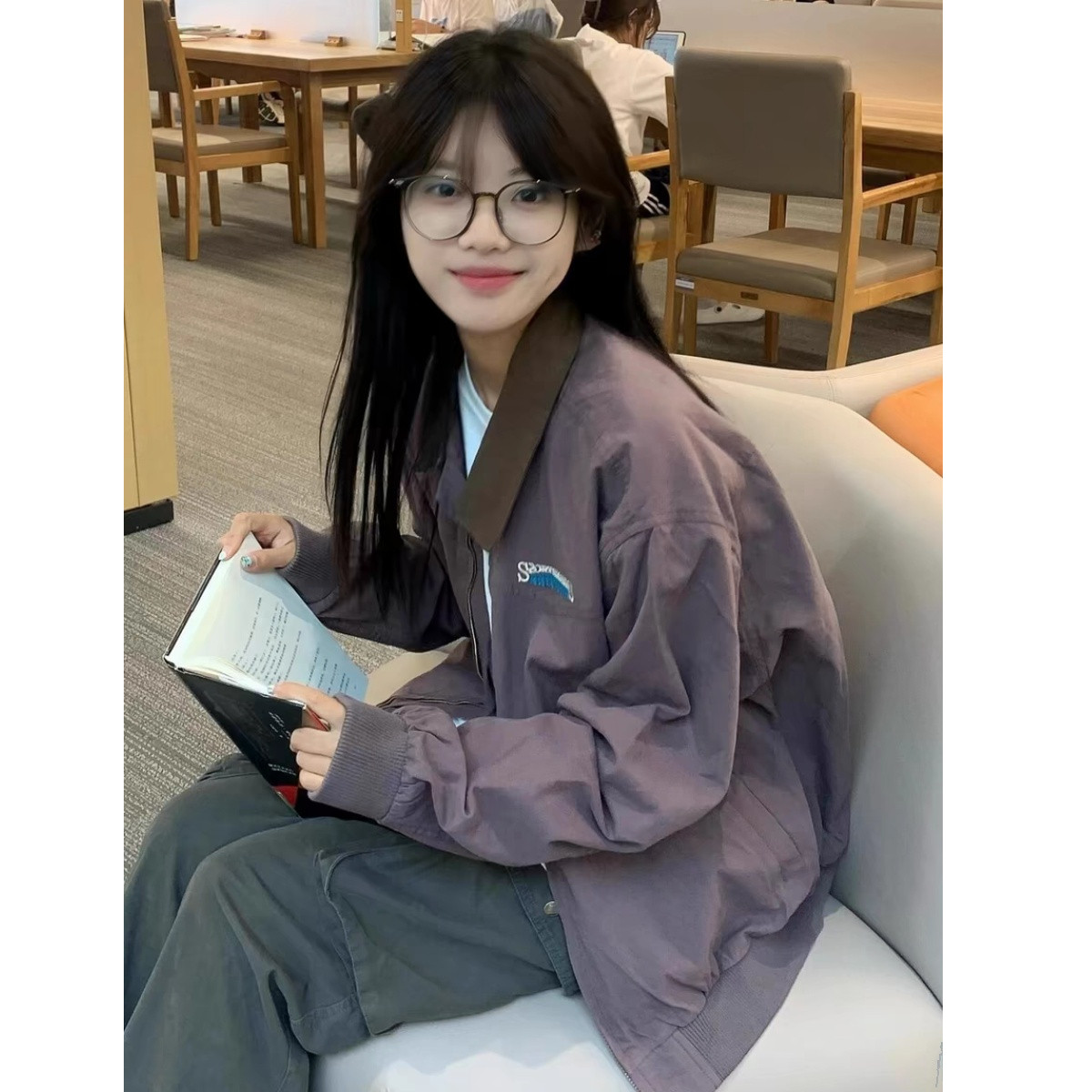 学院风小个子刺绣棒球服夹