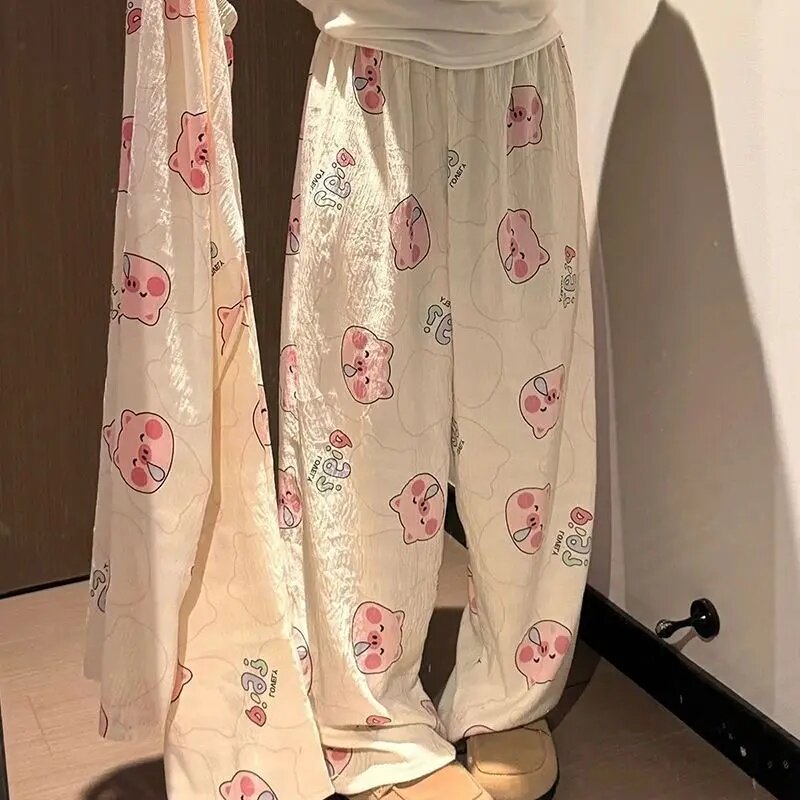 云朵棉女微弹薄款卡通睡裤