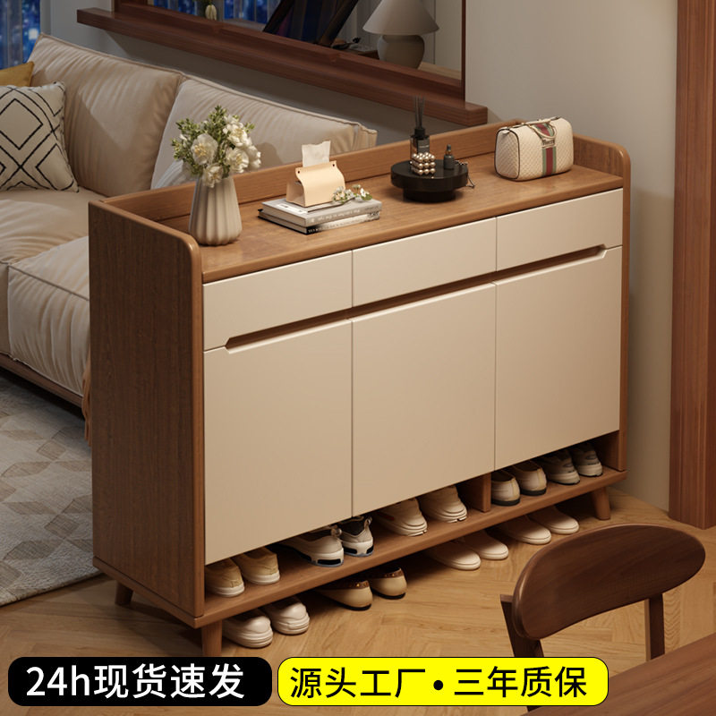 新中式玄关入户鞋柜家用多层防尘鞋柜门外走廊用大容量鞋架玄关柜图片