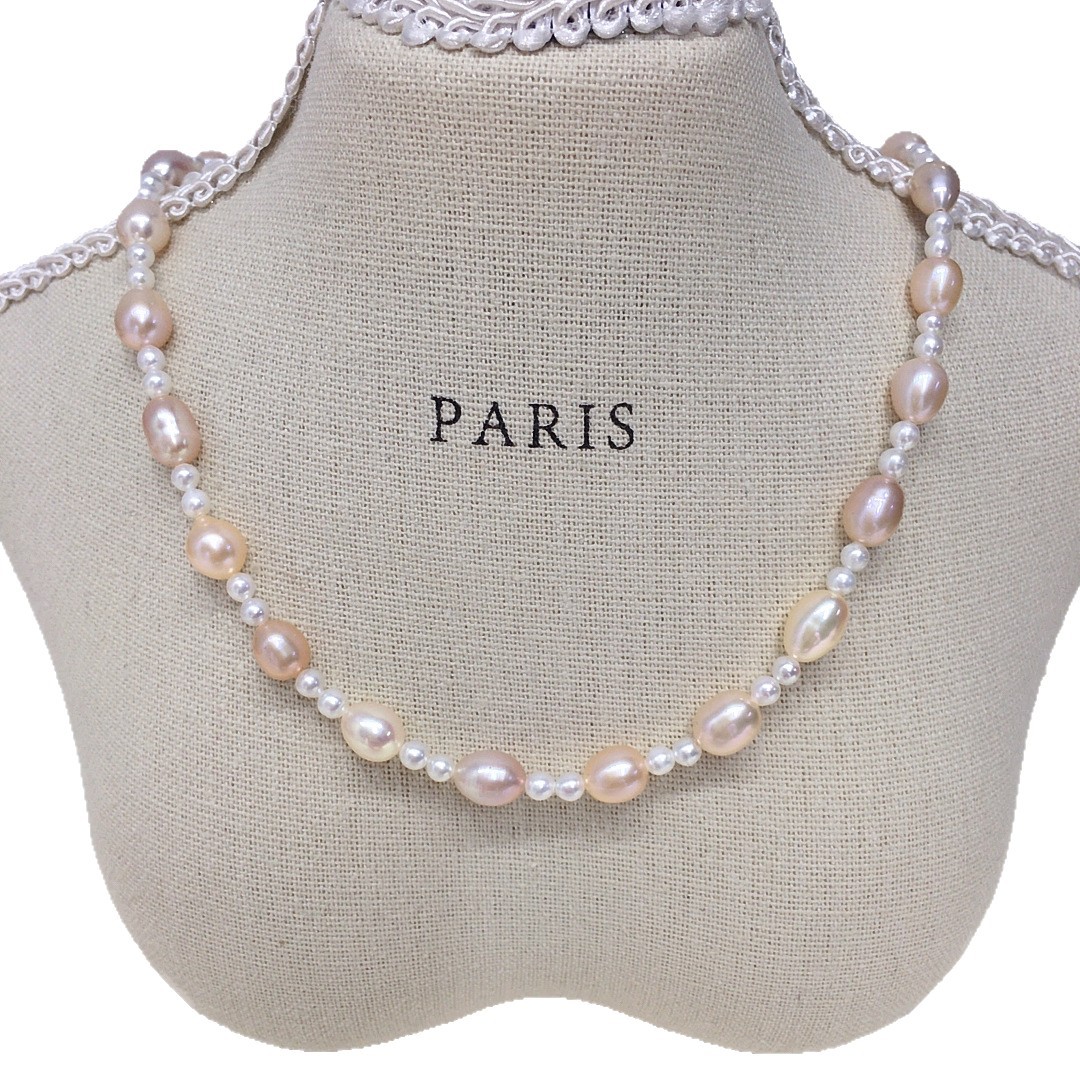 天然淡水珍珠项链手作小众高级设计感百搭混彩锁骨链颈链S925纯银