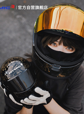 RYMIC睿觅头盔V80海绵宝宝联名款全盔男女复古四季机车联名3C认证