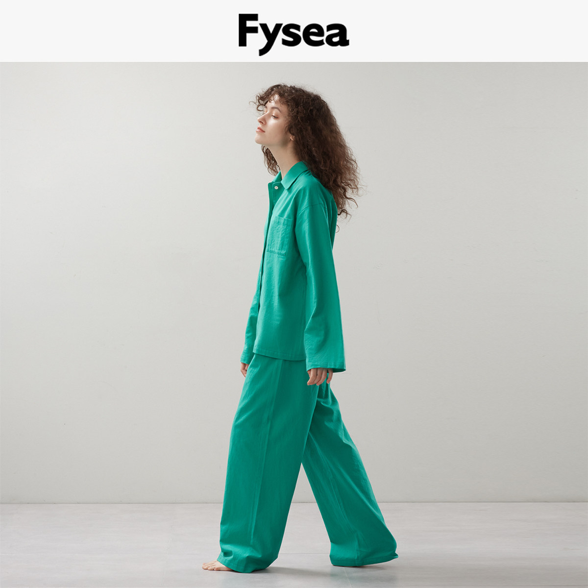 Fysea进口斜纹水洗棉睡衣套装女图片