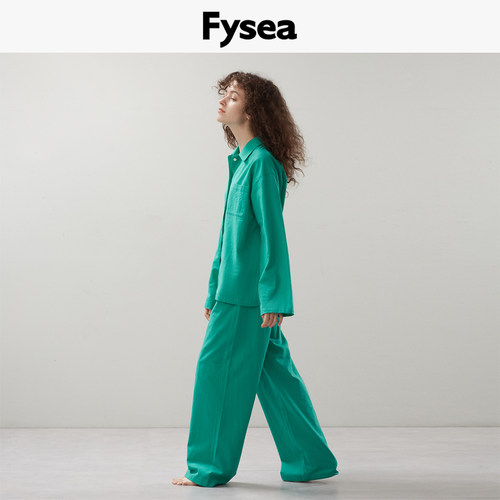Fysea进口斜纹水洗棉睡衣套装女