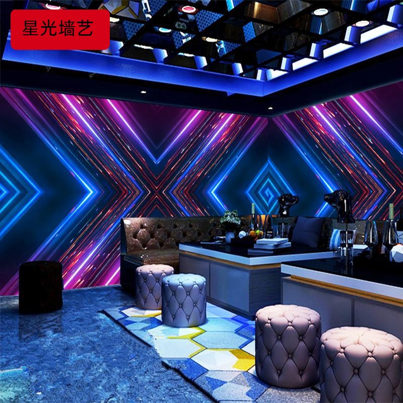 高档科技感音乐酒吧装修墙纸3d凹凸工业风背景墙装饰壁画ktv实用