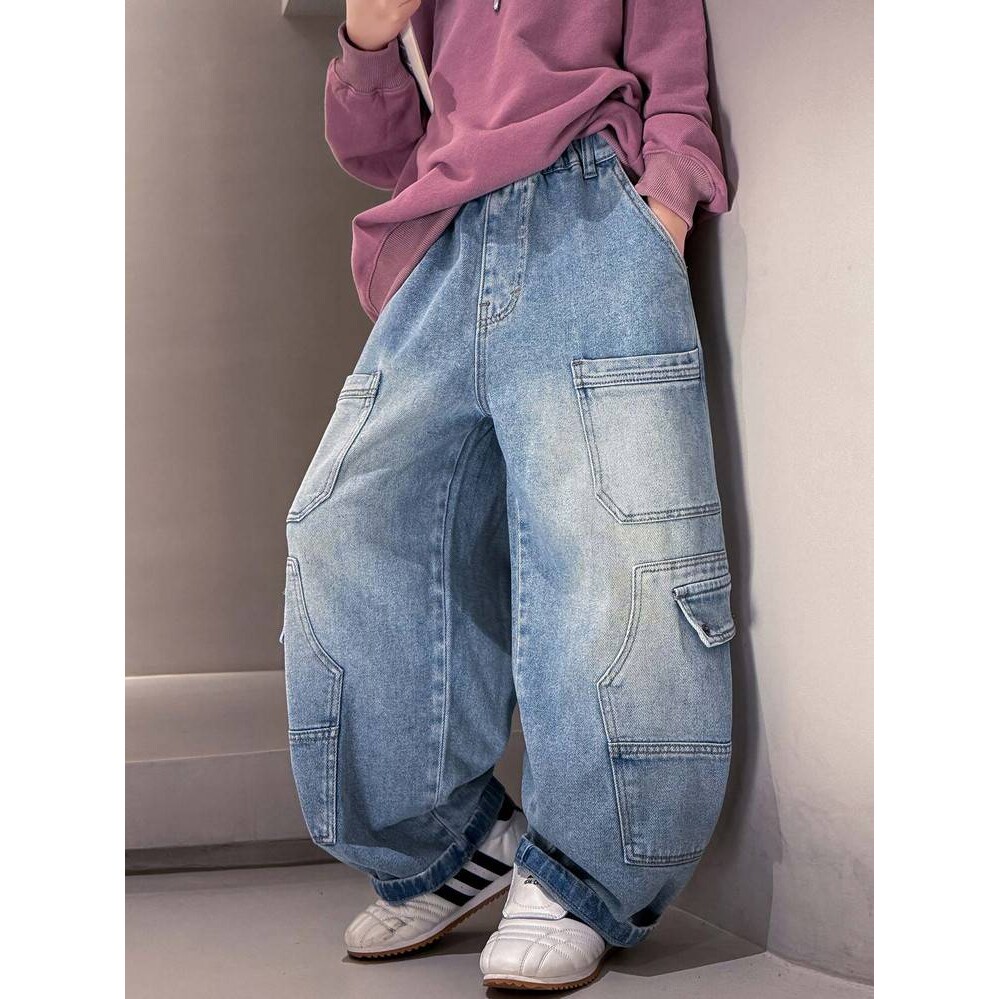 官方品牌男童春秋款工装牛仔裤秋款长裤2026新款儿童裤子大童男孩