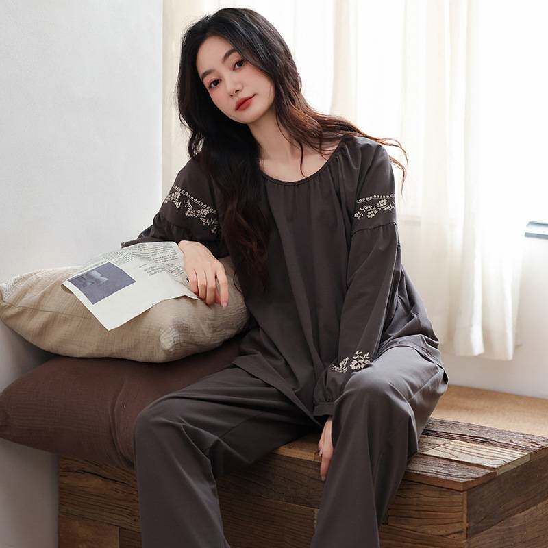 官方品牌带胸垫睡衣女款春秋季2026年新款春款纯棉女士长袖全棉套