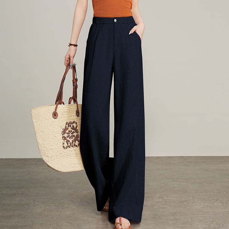 官方品牌冰丝亚麻阔腿裤女夏季薄款2026新款慵懒山本裤高腰垂感棉