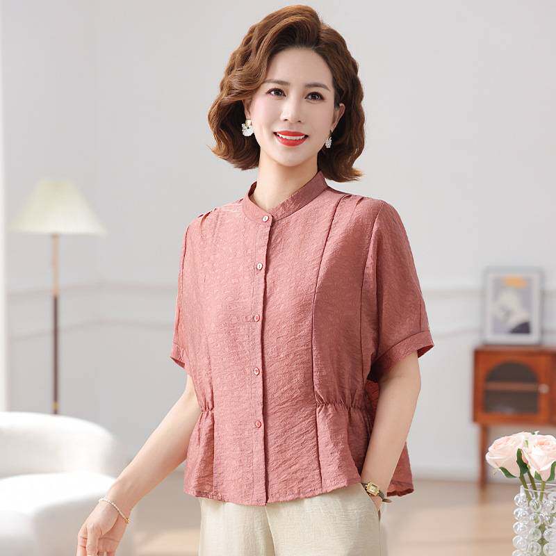 专柜品牌2026年新品中老年妈妈夏装雪纺宽松休闲衬衫中年高贵女装