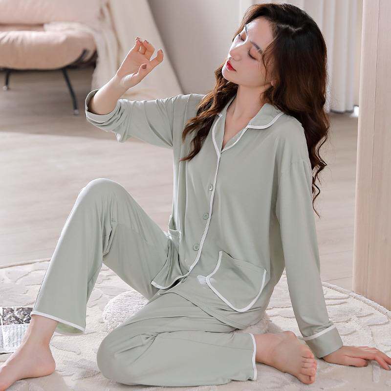 官方品牌带胸垫睡衣女春秋款莫代尔长袖女款秋季薄款2026年新款家