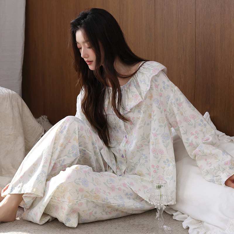 专柜品牌婴儿棉睡衣女款2026新款高级感春秋季双层纱布纯棉长袖家