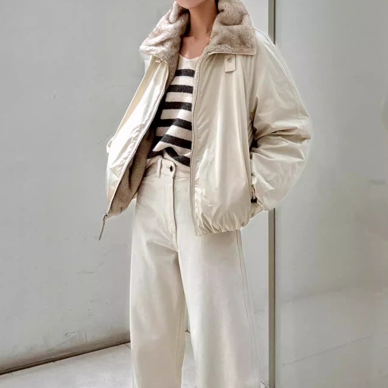 保真设计师买手店~ED2025冬季新款正反双面穿毛绒派克外套