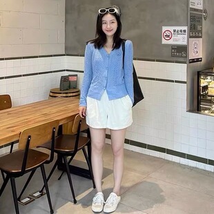 v领开衫 保真设计师买手店 2025秋季 新款 莱赛尔混纺花朵胸针针织衫