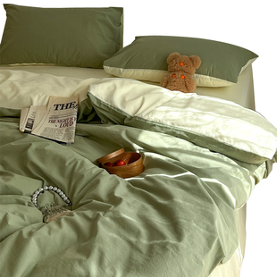 速发水洗棉四上套纯棉全棉风简约床品男生宿舍床件三件套