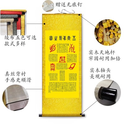 速发五岳真形图挂画拓片太上老君镇宅招财画玄关客厅堂屋卷轴装饰