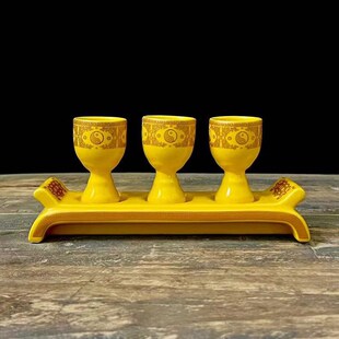 速发高脚杯三杯座佛道仙家酒莲招奉供财金杯茶杯水杯陶瓷三连杯座