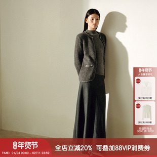 【明星联名款】羊织道花火 100%牦牛绒春秋百搭女圆领珠片短外套