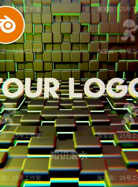 blender科技场景方块舞台背景绿色模型建模素材渲染1983