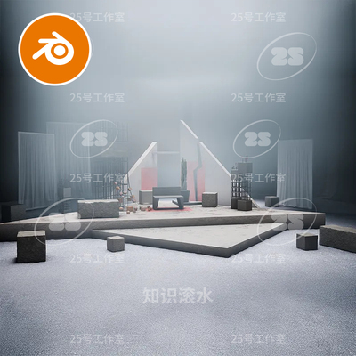 blender艺术展厅美术馆展示家居装饰场景艺术模型建模渲染2524