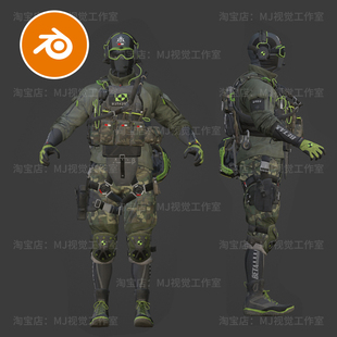 blender士兵战士角色人物精细模型建模素材文件下载1656