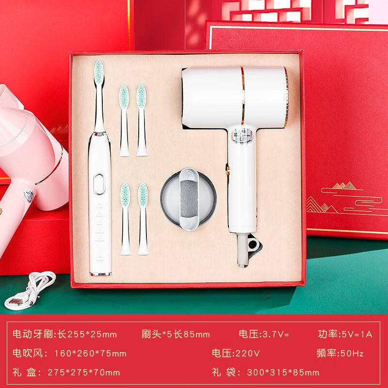 悦雅堂磁悬浮电动牙刷成人全自动智能声波情侣款男女礼盒配吹风机