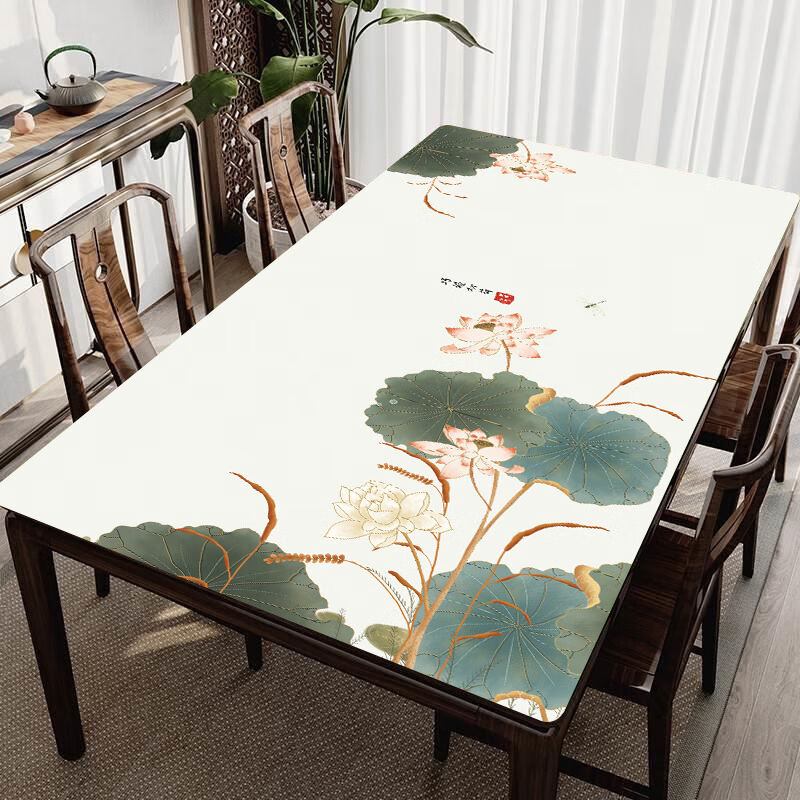 君影简约桌布防水防油桌垫硅胶皮革免洗新中式餐桌垫长方形台布茶