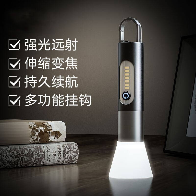 城市推客带柔光罩多功能野外露营强光小猴手电筒户外照明工作侧灯