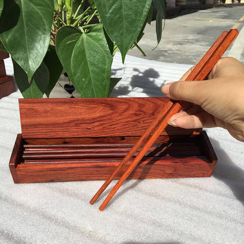 布蔓纯筷子酸枝木盒装实木家庭用礼品盒筷10双红酸枝盒装无漆有蜂