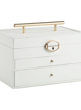 CASEGRACE首饰盒镜子多层便携带锁大容量珠宝箱饰品收纳盒【下单