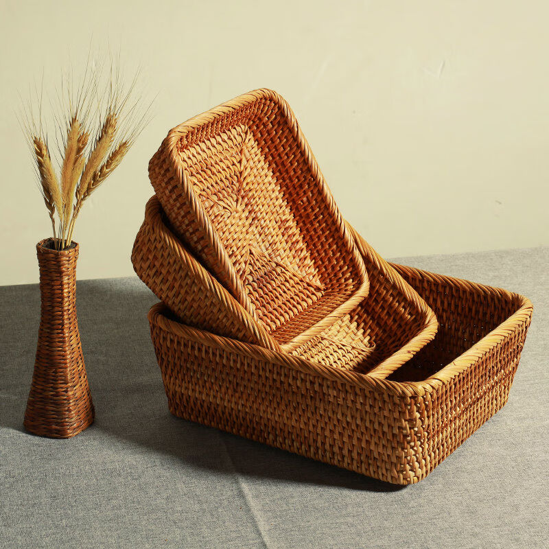 诗诺宜居（Synoige）越南藤编果盘收纳筐家用干果零食水果筐竹编
