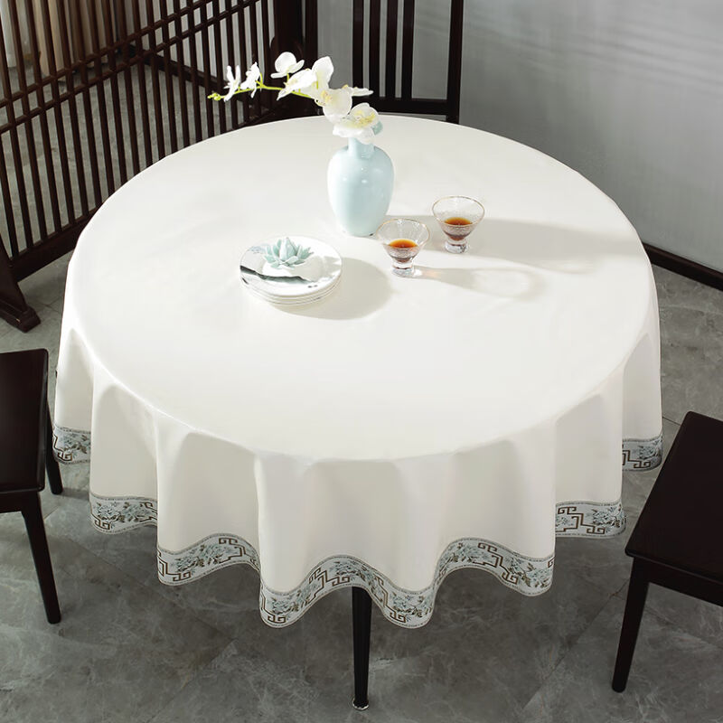 1.8米圆桌桌布防水防烫布防油免洗桌罩餐新中式酒店饭店圆桌转盘
