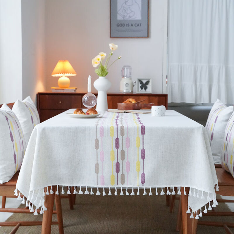 睿爸北欧桌布酒店棉麻餐厅流苏遮盖布餐桌长方形茶几台布悠然印象