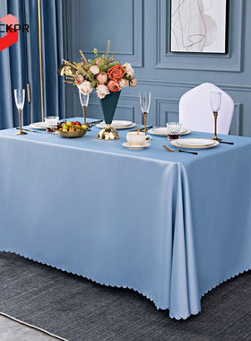 TWTCKPR会议桌布酒店餐厅展会活动桌布办公加厚双面段台布浅蓝色