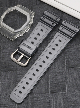 小方块表带适配卡西欧2.0 DW5600SK-1/SKE/BB/LS透明冰韧表壳配件