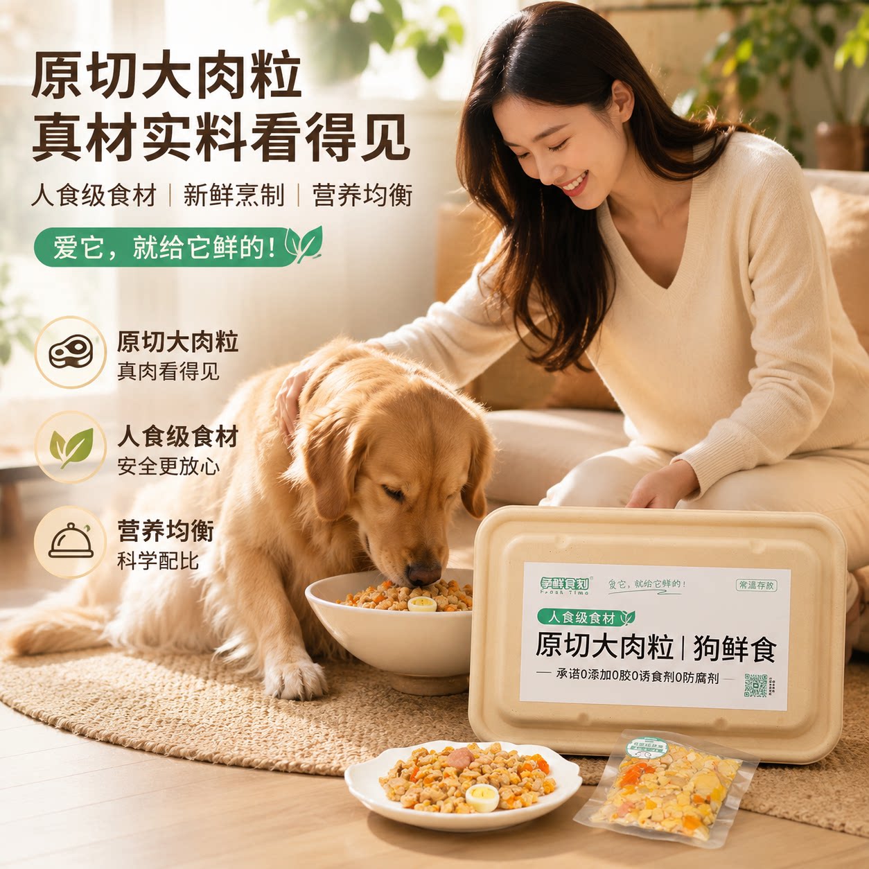 【中小犬鲜食狗饭】宠物鲜食狗饭营养肉块全阶段主食狗粮餐包