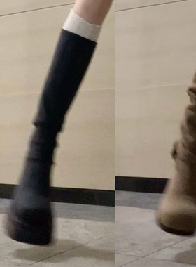 白色蕾丝袜套女秋冬款堆堆袜配靴子小腿袜腿套叠穿骑士靴袜长筒靴