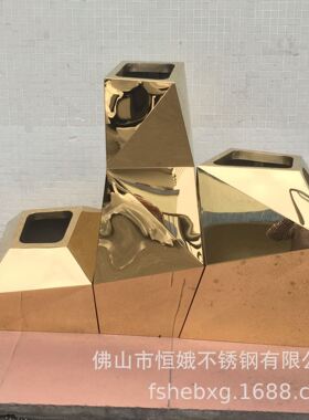 66205-S 小号异形组合花器 几何面不规则花盆金属切面不锈钢花箱