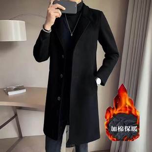 Men autumn winter overcoat warm long coat woolen jacket man