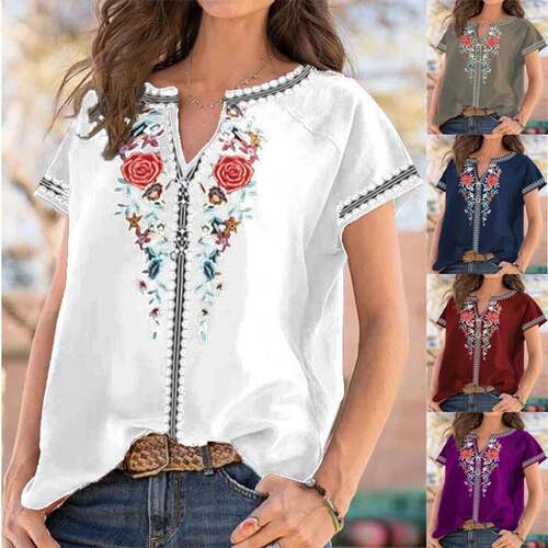 Fashion retro short sleeve top S-5XL Summer women T-shirts女