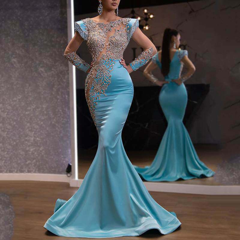 Dress party slimming temperament maxi evening Gown鱼尾裙礼服