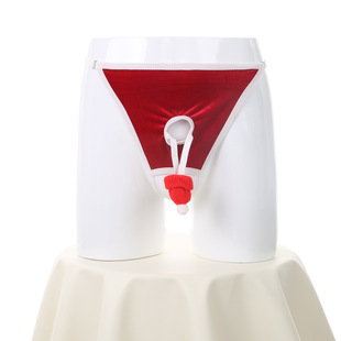 clever-menmode男士内裤性感可爱jj圣诞帽漏洞露蛋蛋丁字裤