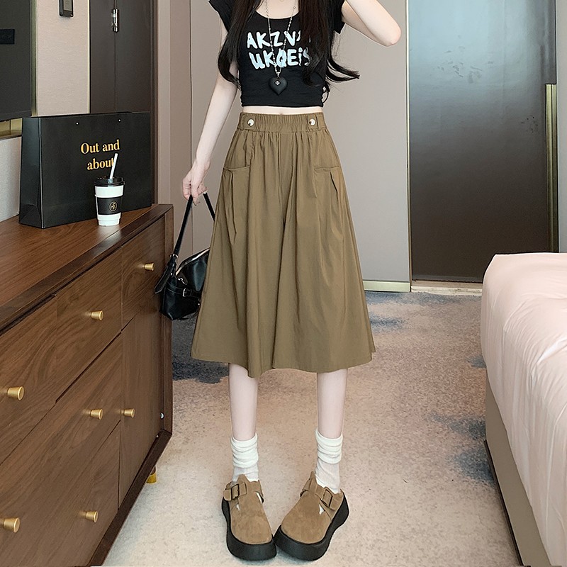 冰丝速干七分阔腿裙裤女夏薄款今年流行的二合一宽松休闲六分裤裙