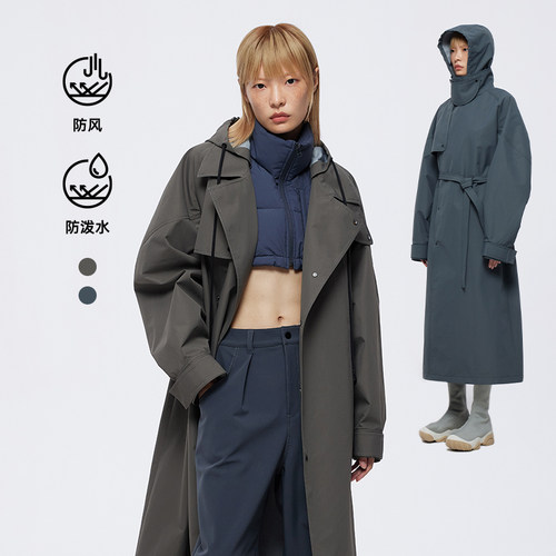 防风防泼水长款外套风衣男女同款