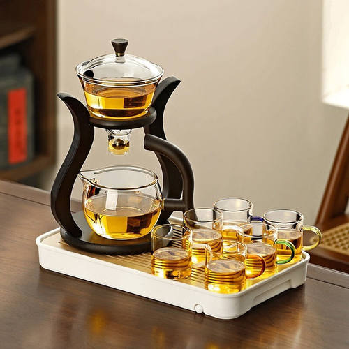 尚言坊玻璃自动茶具套装整套带茶盘懒人泡茶吸磁茶壶泡茶神器茶具